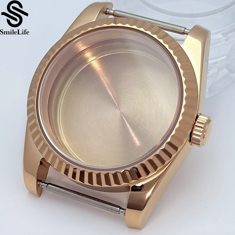 SmileLife Sapphire Glass 36 มม./39 มม.สําหรับนาฬิกาผู้ชายกรณี Fit NH34 NH35 NH36 การเคลื่อนไหวกันน้ําแฟชั่น Rose Gold 316L สแตนเลส