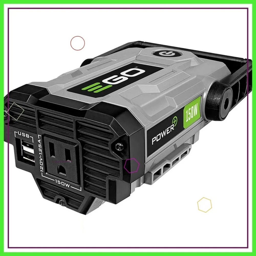 مولد عاكس محمول، 150 وات، تشغيل هادئ، مخرج تيار متردد ومنافذ USB، البطارية غير متضمنة #1