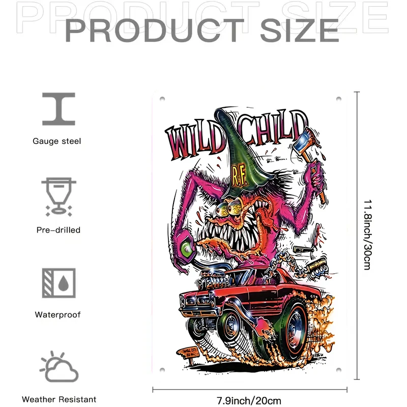 1 قطعة 2D سيارة مسطحة الرجعية الوحش الحديد اللوحة الإبداعية ديكور جدران المنزل المرآب بار متجر شخصية معلقة الديكور الأمريكية #2