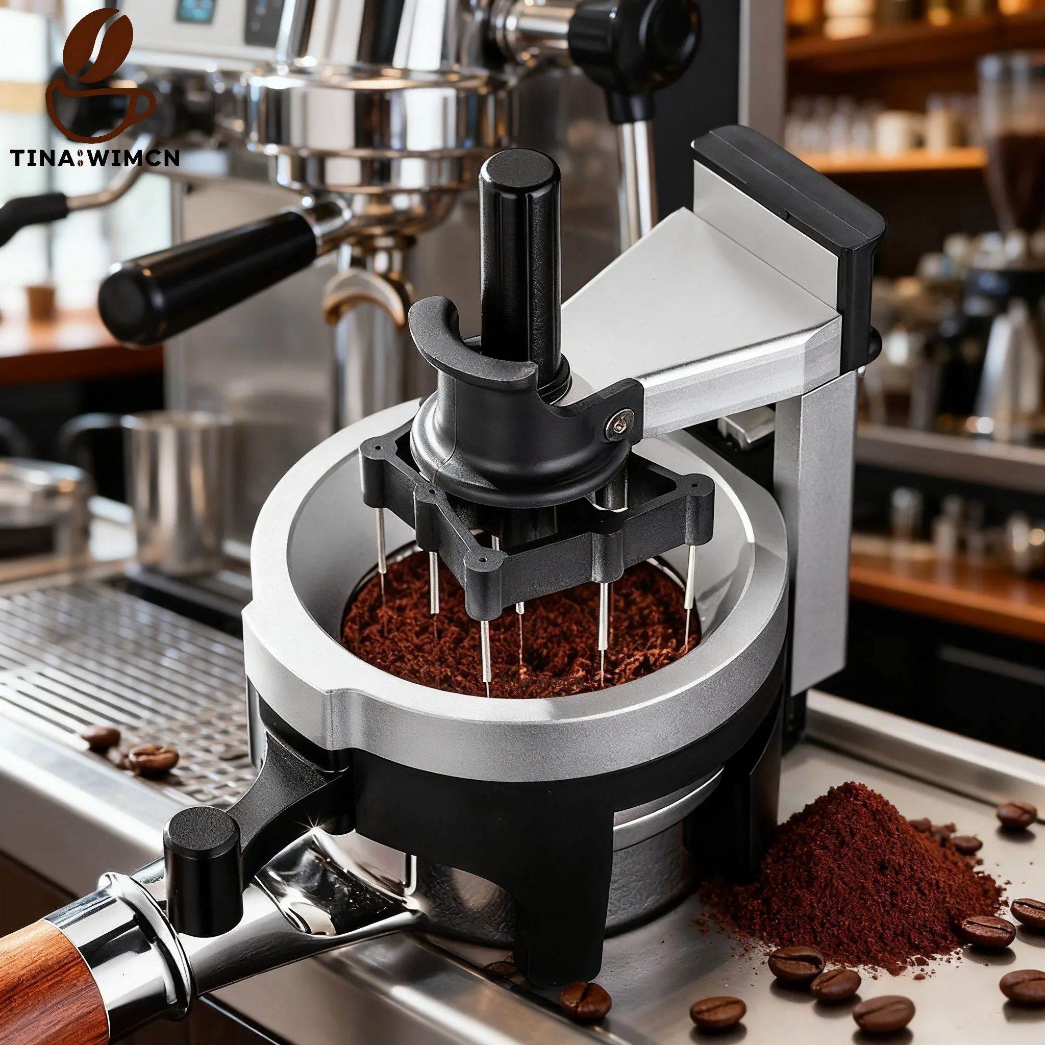 

Мешалка для эспрессо с 12 иглами, 58 мм, прочный и сменный инструмент для раздачи эспрессо WDT, регулируемая глубина иглы, инструменты для бариста