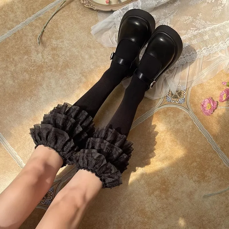 Niedliche Lolita-Multi-Spitzen-Rüschen-Socken, weiche Baumwoll-Kniestrümpfe, Lolita, japanischer Harajuku-Stil, weiche Baumwolle, süßes Cosplay, Alltagskleidung – Detail 4