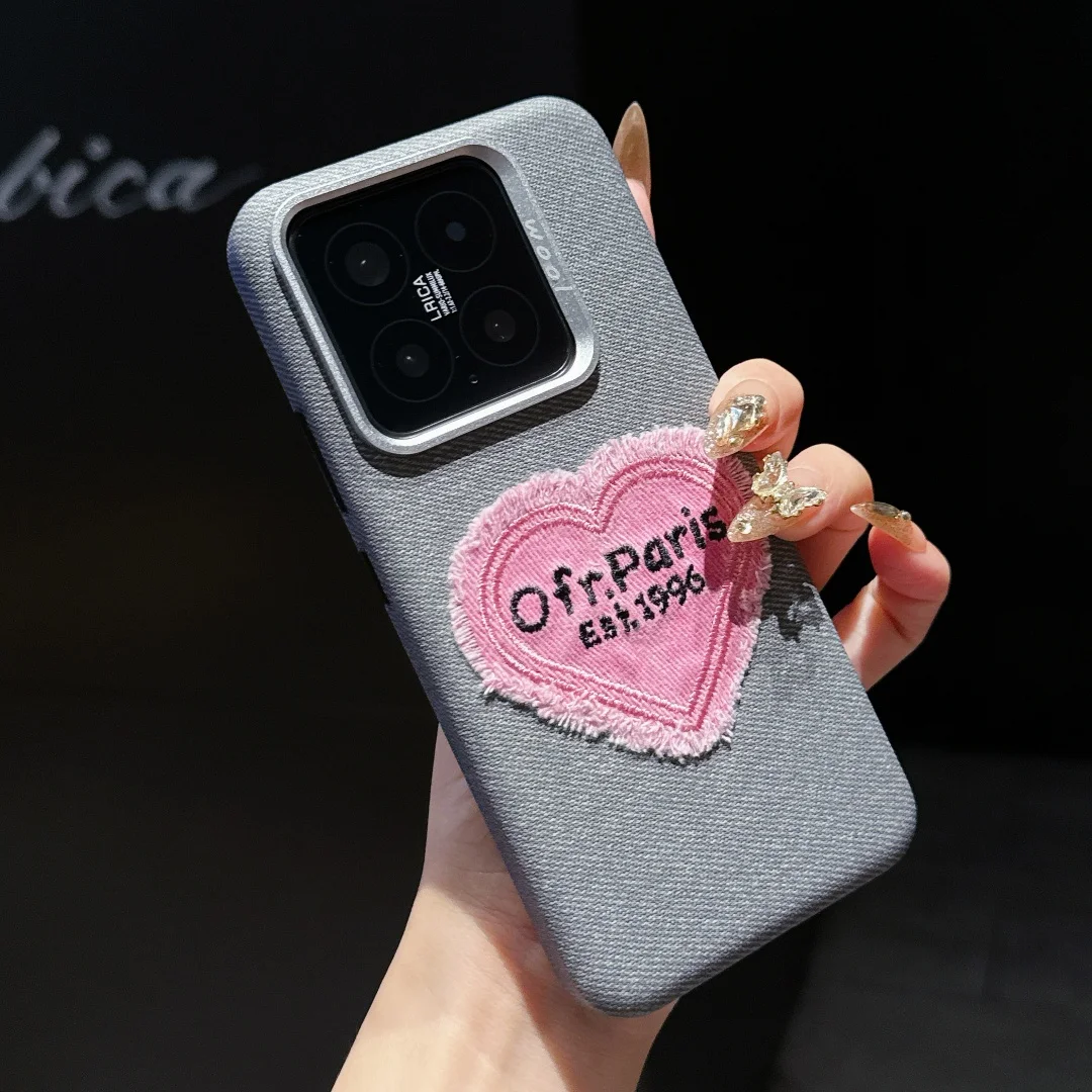 

For Xiaomi 15S Pro 14 15Pro Case Protection Leather Skin Love Texture Protector Magsafe Mobile Phone Case Plastic Cover