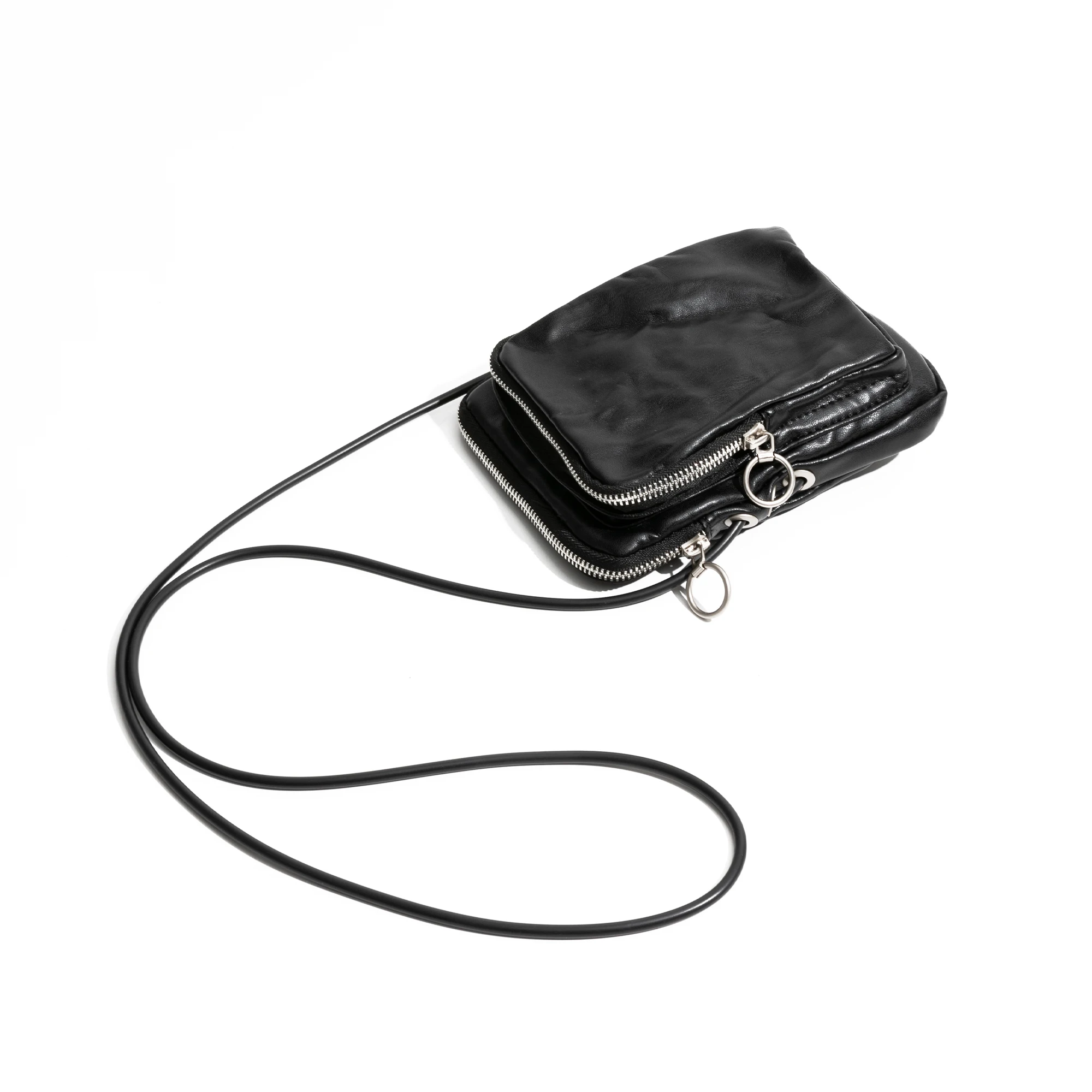 MABULA Small Zipper Cell Phone Bag for Woman Black Crossbody Pu Leather Wallet  Sling Messenger Daily Purse Trendy Travel Pouch