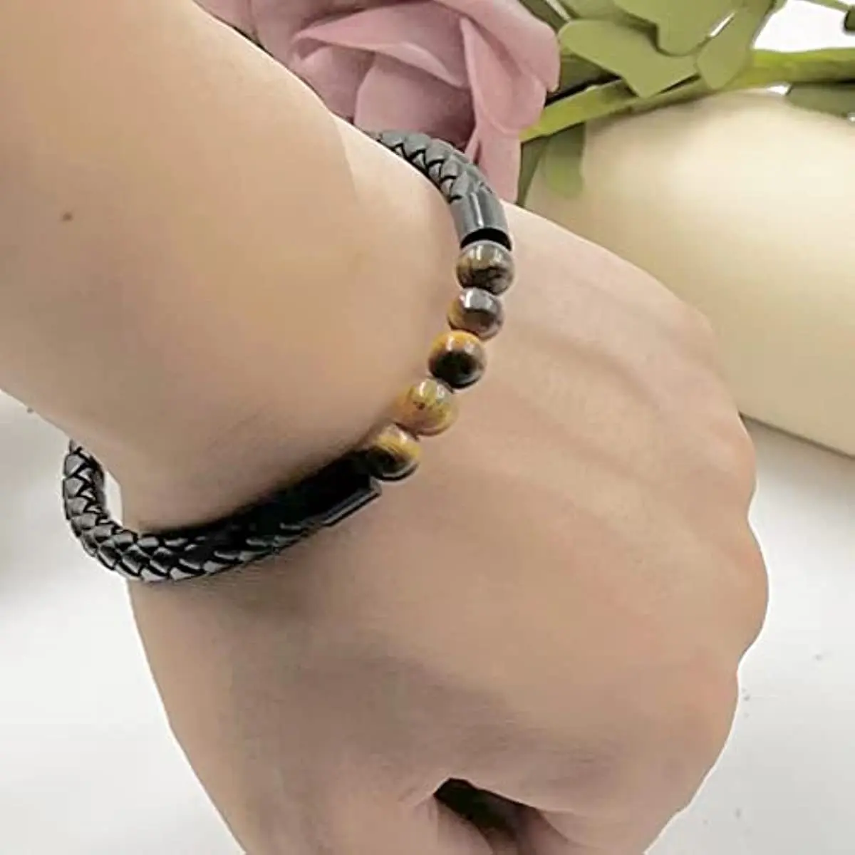 Kirykle-سوار جلدي مضفر مع خرز للرجال ، سوار حبل مع مطرز ، قلق لتخفيف التوتر ، هدية للأولاد #4