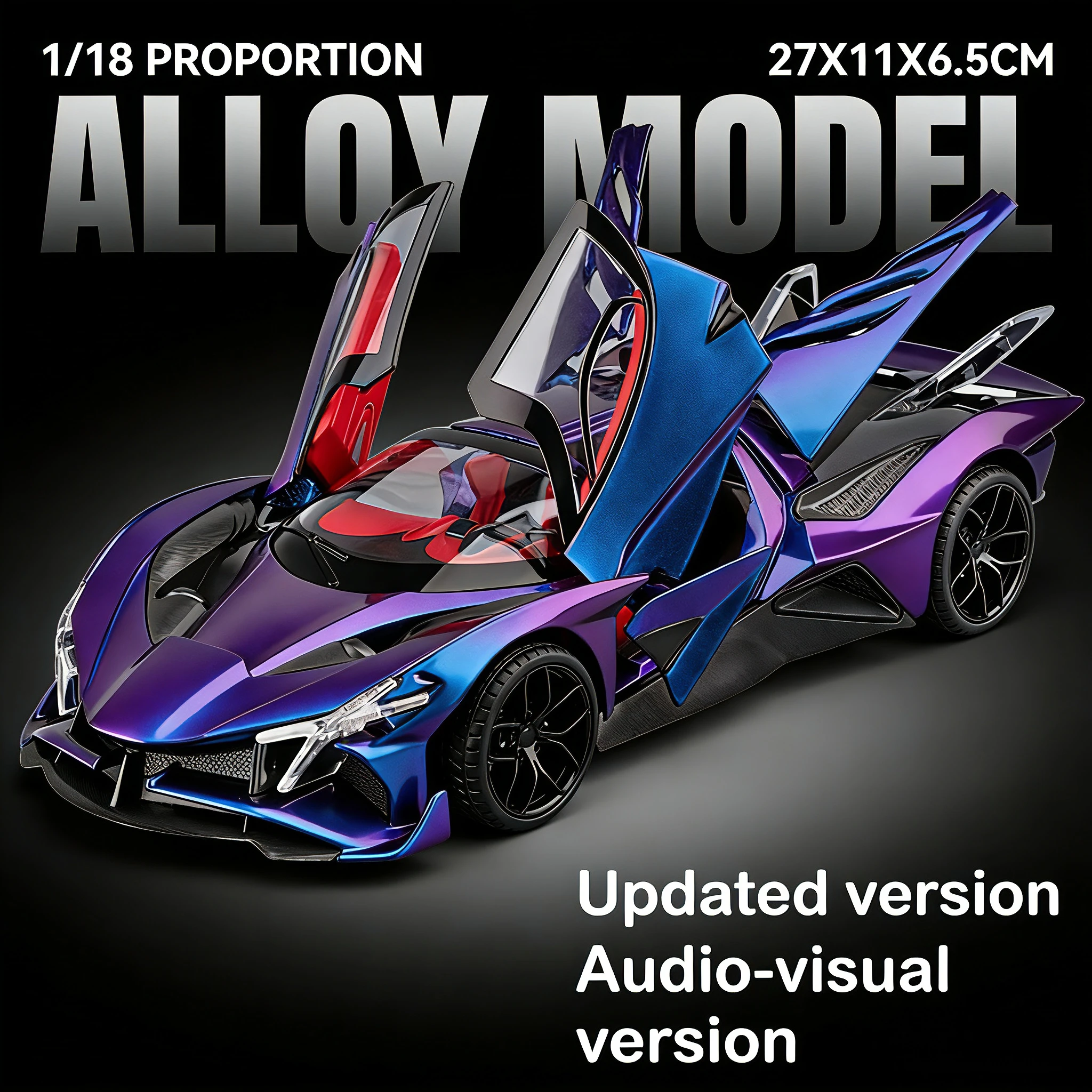 

1:18 модель гоночного автомобиля Apollo из сплава, металлическая концепция спортивного автомобиля, звуковой свет, подарочная игрушка для взрослых и детей.