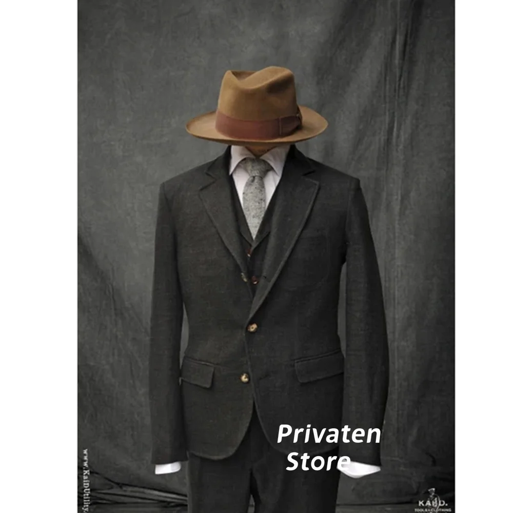 Suit Male Wedding Dresses Notched Lapel Jacket 3 Pieces Linen 2024 Luxury Clothes Full Men\'s Suit Man Vest Jacket & Pants