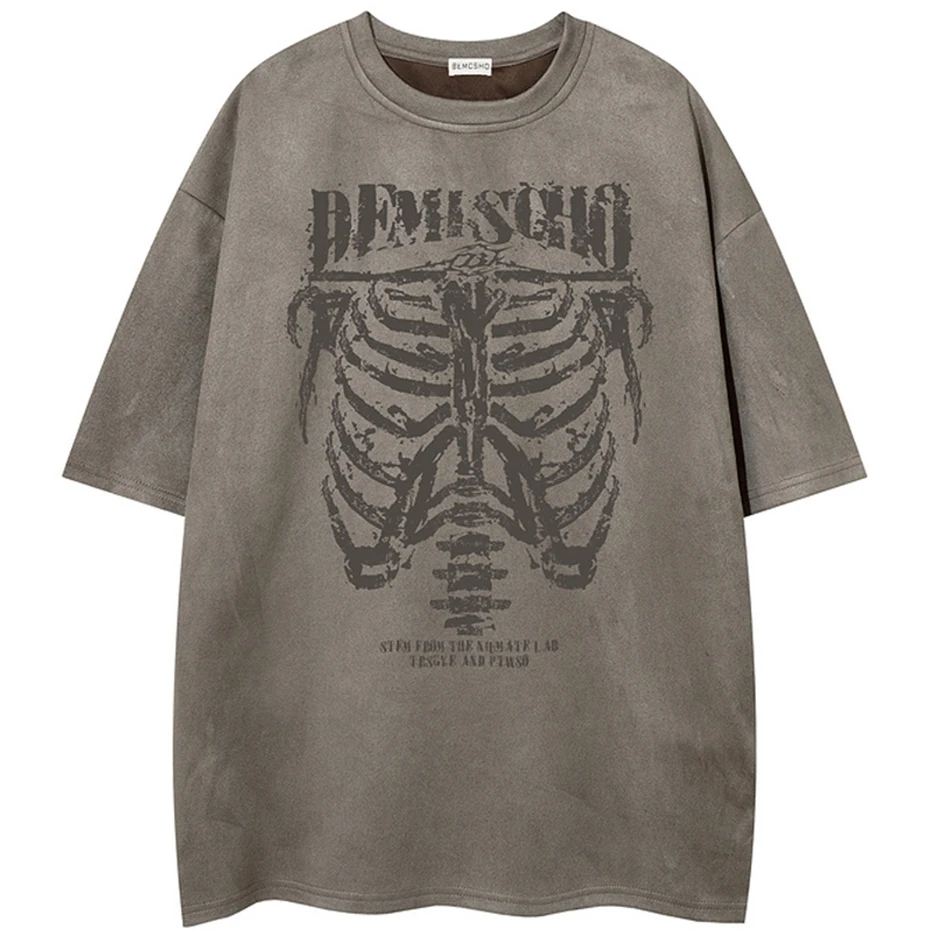 

Vintage Loose Oversized Men's T-shirt Harajuku Streetwear Hip Hop Y2K Ripped Patchwork Tshirts Casual Tee Tops