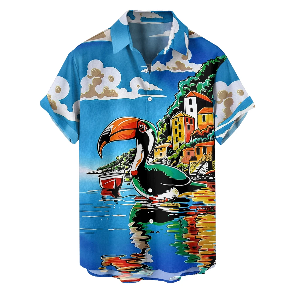 New Funny interesting Logo Men'S Fashion Beach Vacation Street Wear Painting Casual Men'S Shirt