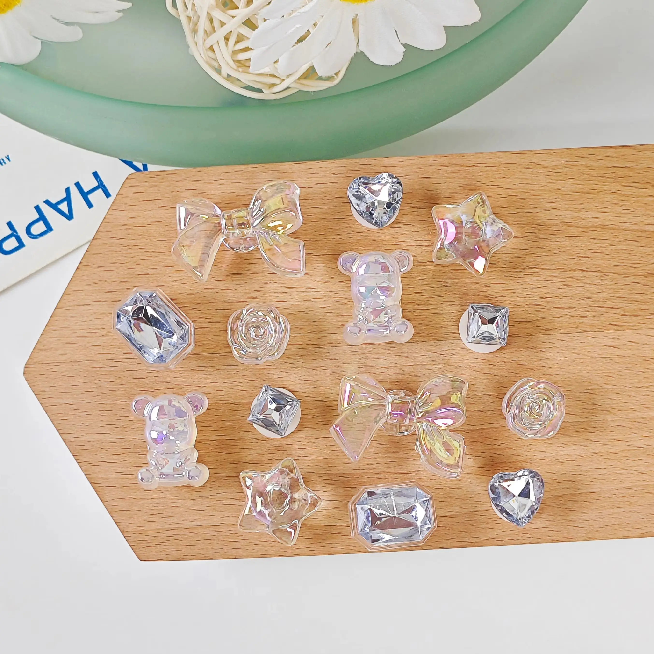 14Pcs DIY Shoe Decoration Charms Colorful Bows, Bears, Stars, Flowers, Heart-Shaped Geometric Artificial Diamond Charms Non-Metallic Lightweight Material Y2K Fashion Versatile Cute Personality Accessories for Men and Women Suitable for Eva Beach Shoes, Sandals, Removable Shoe Decorations, Holiday Gifts