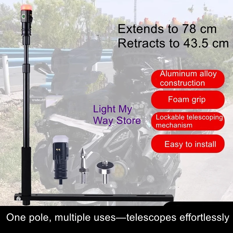 New Motorcycle Telescopic Flagpole: Extended and Reinforced Aluminium Alloy Motorcycle Travel Gear