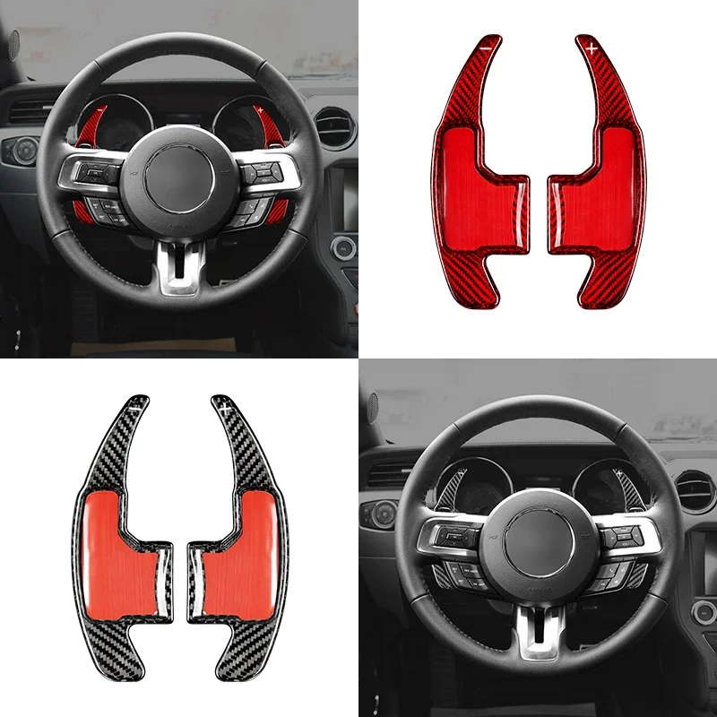 Automotive Interior Forged carbon fiber Steering wheel Shift paddles Gear plate For Mustang 2015-2017