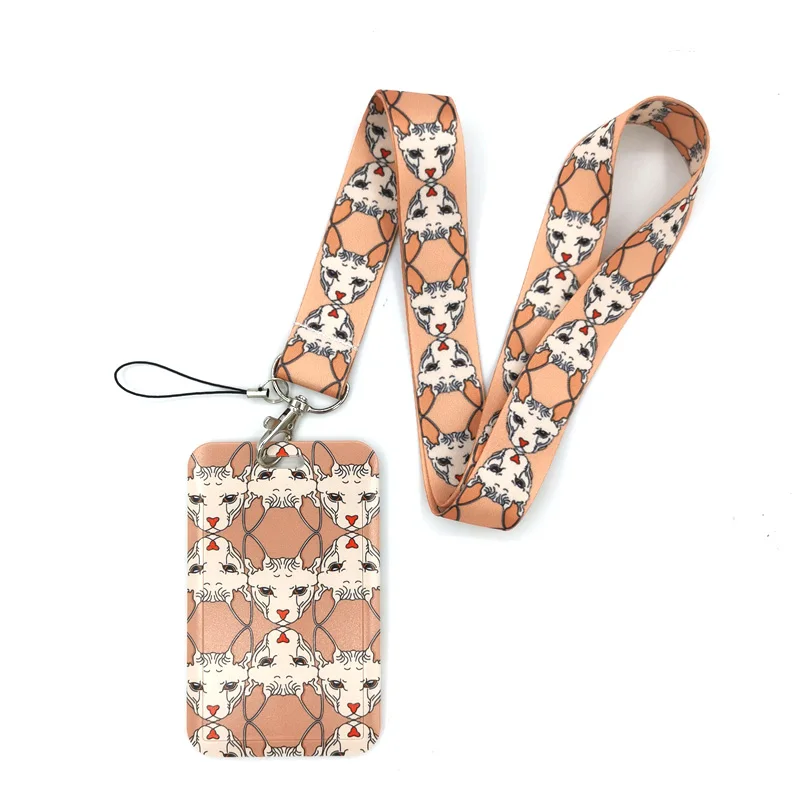 

Cartoon Hairless Sphynx Cats Fashion Lanyard ID Badge Holder Bus Pass Case Cover Slip Bank Credit Card Holder Strap Card Holder