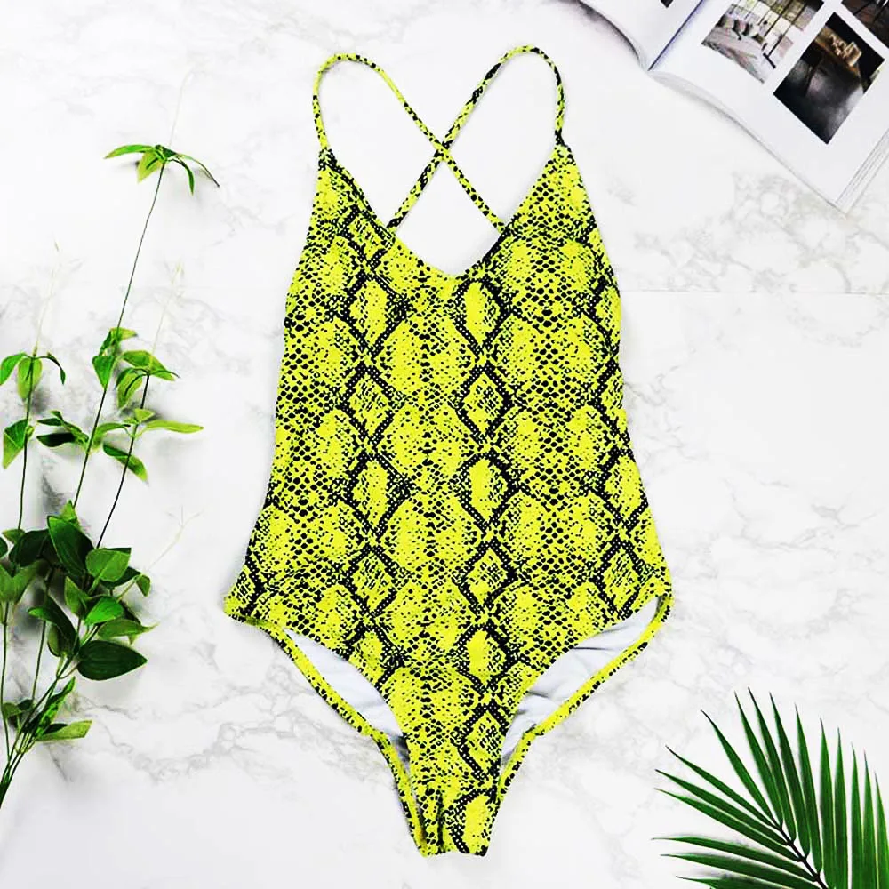 One Piece Swimsuit Women Swimwear Push Up Monokini Sexy Bodysuit Print Bathing Suit Female Beachwear Backless Swim Wear Beach