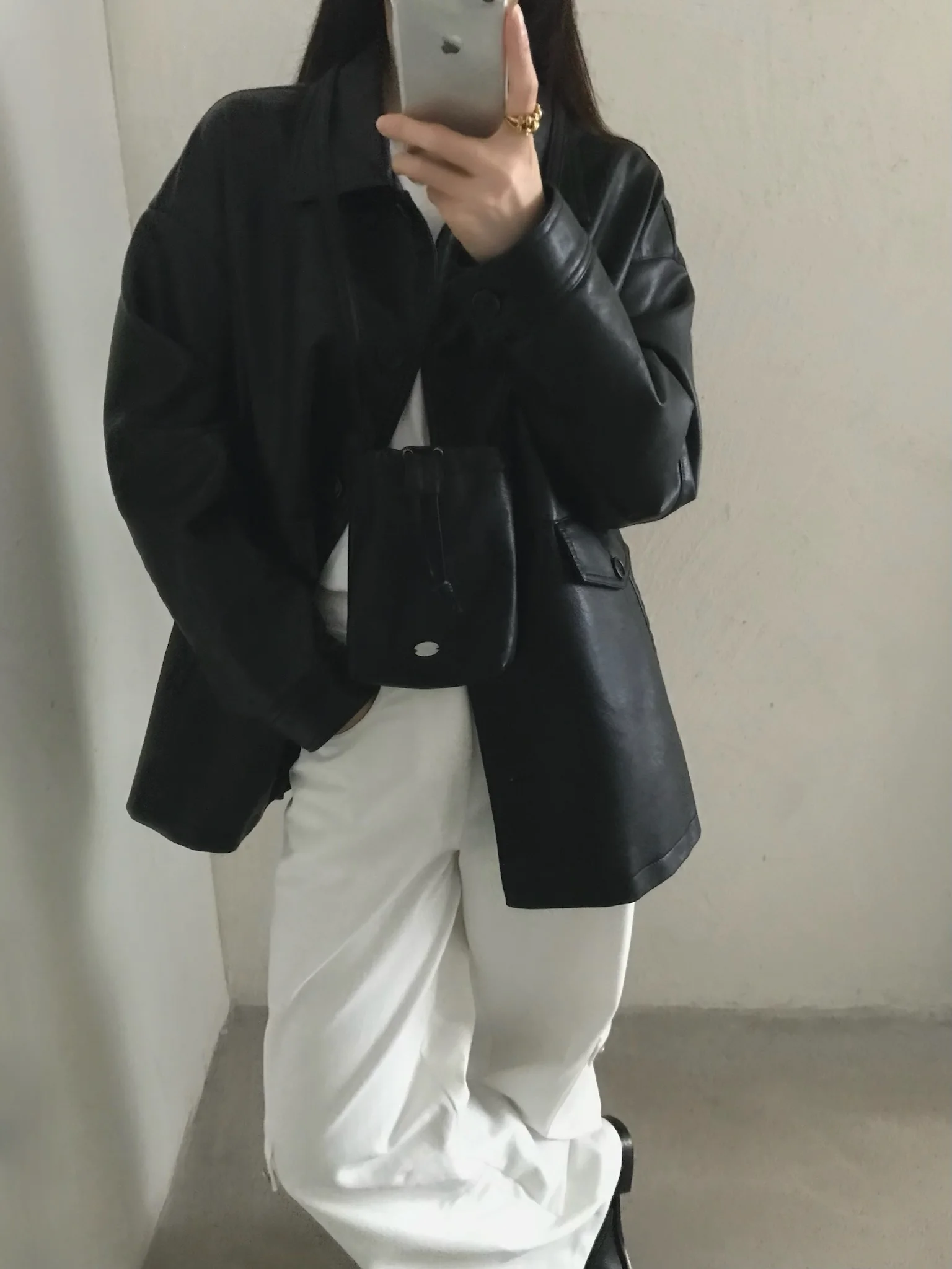 

Кожаное пальто EVE в стиле ретро, осеннее, свободного кроя, с эффектом похудения, в стиле 80-х и 90-х, для повседневной носки, с воротником, длинными рукавами, стандартного кроя, женское