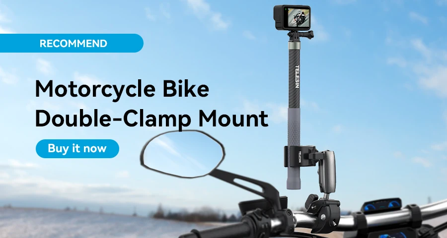TELESIN Radfahren Motorrad Clip Magic Arm 360° ° Aluminiumlegierung Super Clamp 1/4" Loch für Kamera GoPro Handy Action Kamera – Detail 1