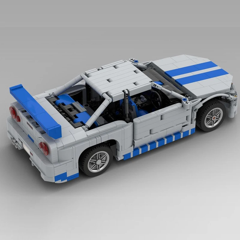 New Skyline R34 (1:15) 2 Fast 2 Furious Supercar Racing Car Vehicle Sport Model Buiding Block Bricks Toys for Kid Birthday Gifts