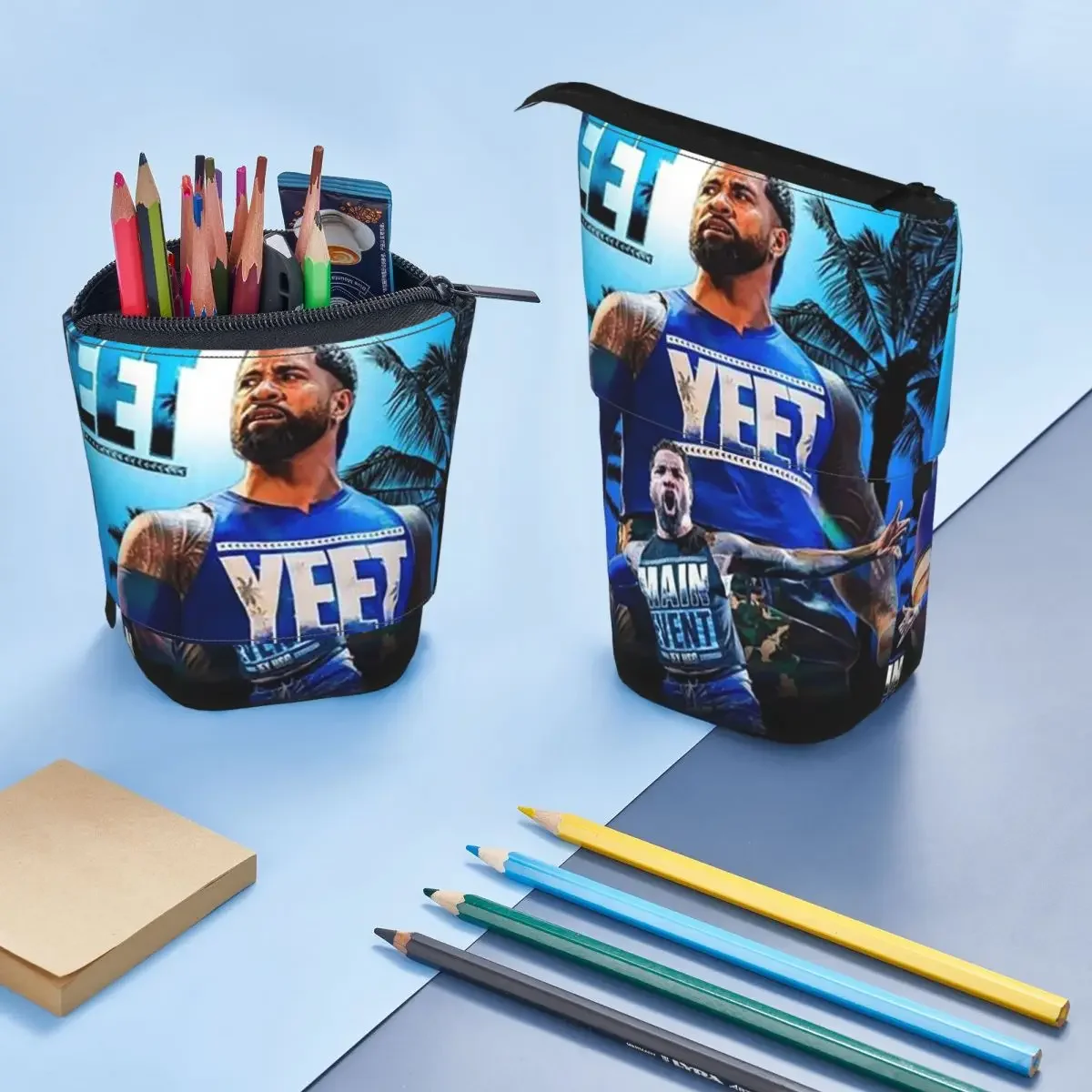 Jey Uso Yeet Vintage Graphic Printed Reversible Pencil Case for Boys Girls Gifts Pen Box Pencil Bag Stationery Supplies