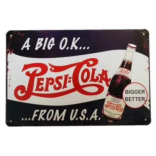 Pepsi-Cola – panneau métallique Vintage rétro, Art mural en étain, décor américain nostalgique