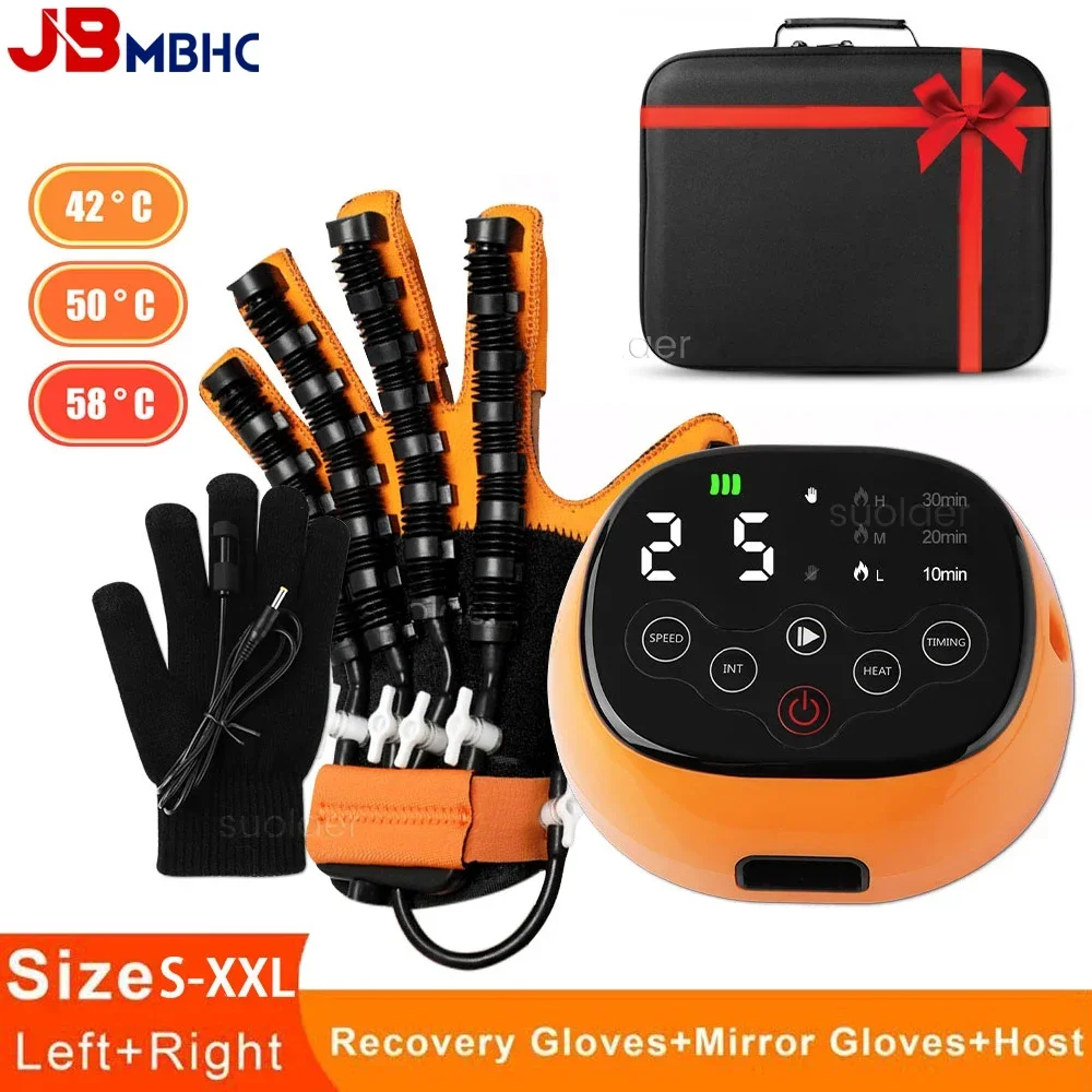 Heated Rehabilitation Robot Gloves Finger & Hand Function Workout Recovery Tool Hemiplegia Stroke Physiotherapy Training Device