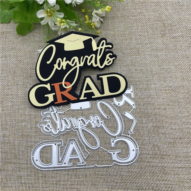 GRAD Graduates Frame Metal Cutting Dies Stencils For DIY Scrapbooking Decorative Embossing Handcraft Template