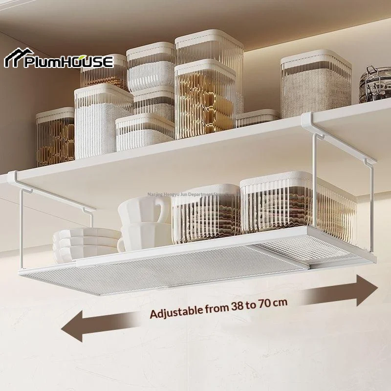 

Expandable Under Cabinet Storage Basket Hanging Kitchen Pantry Organizer Rack For Home Bathroom