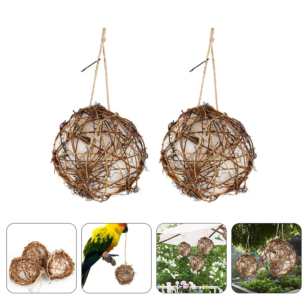 

2 Pcs Balls Bird's Nest Material Hummingbird Outdoor Pendant for Accessories Feeders