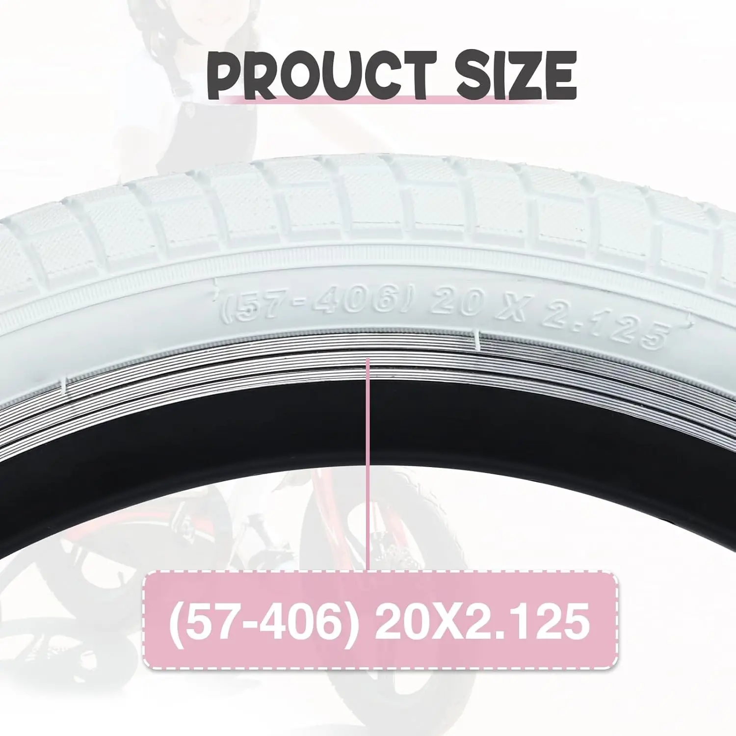 ZUKKA 20 x 2.125 Bike Tire 2 Pack 20 Bike Tire Kids Bike Tires Folding Replacement Tires 4 Color Fits Most Kids Bikes,BMX Tires - Image 4