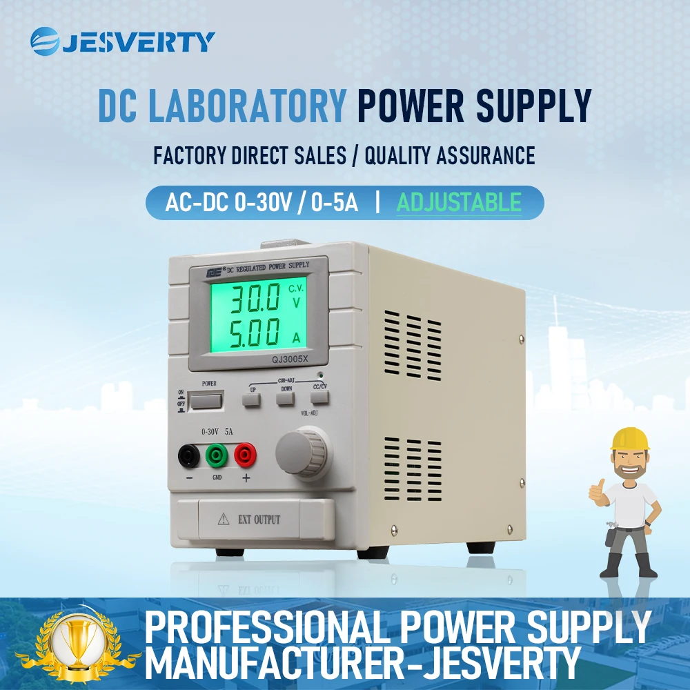 QJ3005X 150W Benchtop Power Supply Switching DC Regulated with Adjustable 0-30V 0-5A Output 0-5A Adjustable Knob