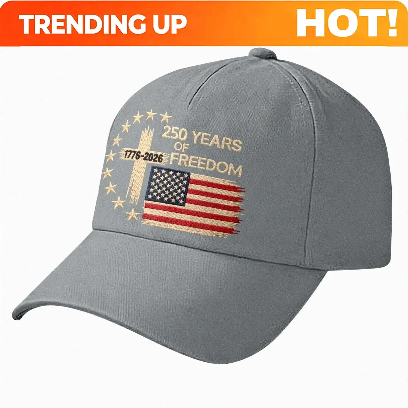 Customization Leey-World 250th Anniversary USA Hat 2026 Patriotic Baseball Cap For Men Women,American 250 Year Anniversary,Gray