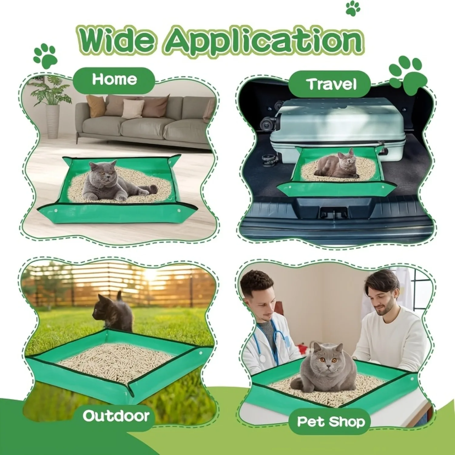 3pcs Travel Litter Box, Portable Multifunctional Foldable Cat Toilet for Car Outdoor Camping Hotel Use - view 4