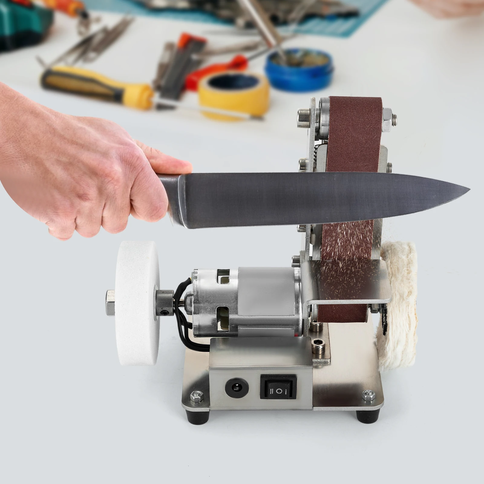 ماكينة صنفرة كهربائية صغيرة 7 سرعات بزاوية قابلة للتعديل لسطح المكتب، أدوات النجارة ذاتية الصنع لطحن المعادن والتلميع #4