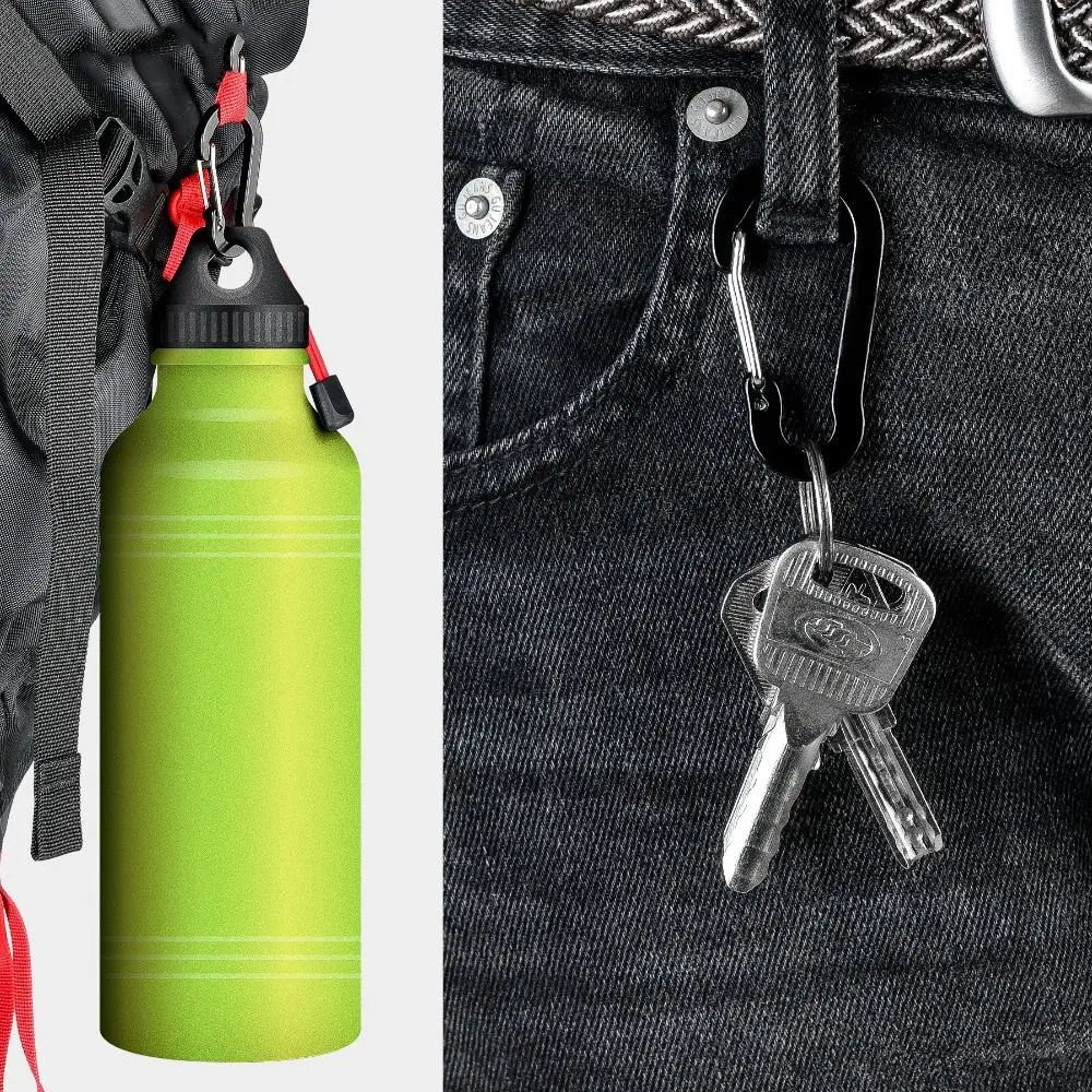 5pcs Multi-Use Aluminum Alloy Outdoor Backpack Lock Buckle Snap Clip Keychain Fishing Hook