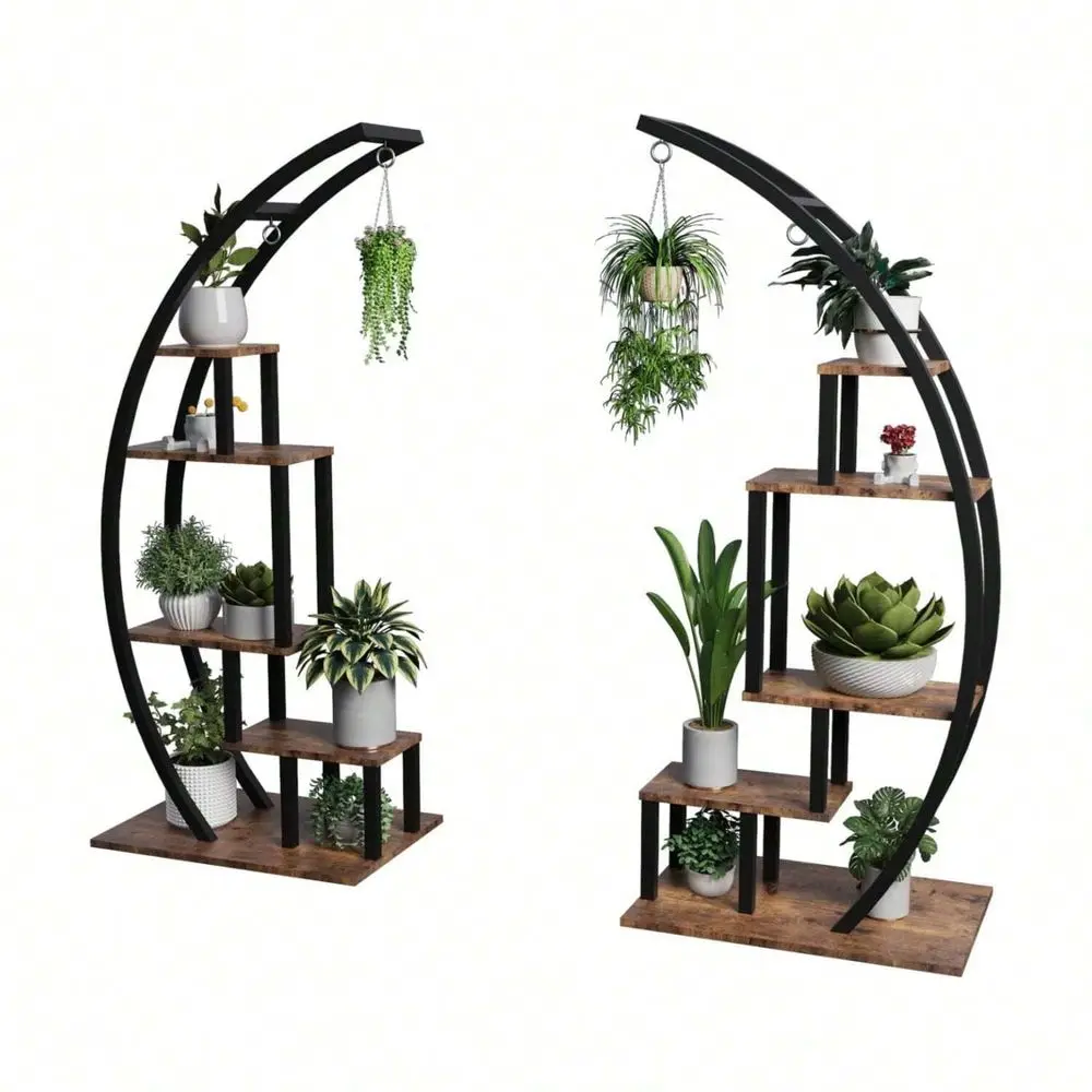 

Stand Indoor Clearance, 5 Tier Tall Metal Large Plant Stands, 2 Pack Half Moon Plant Shelf, Stylish Tiered Flower Rack For Mult