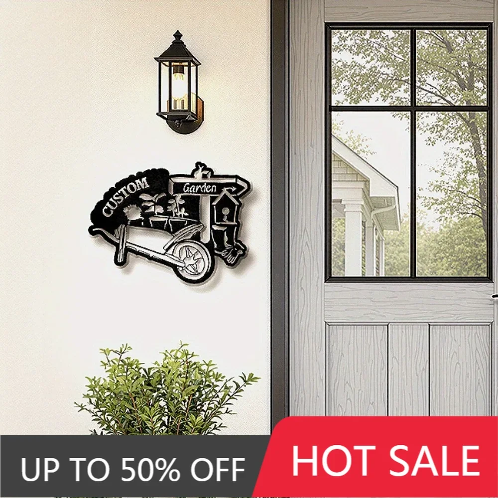 

Home Decor,Solitary Piece of Handcrafted Timeless Custom Metal Garden Cart Gate Plaque: An Effortless, Energy - Free Decorative