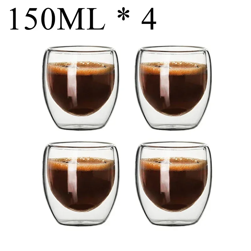 2-18PCS Doppel Wand Hohe Borosilikatglas Becher Hitzebeständige Tee Milch Saft Kaffee Wasser Tasse Bar drink Geschenk Kreativität Set