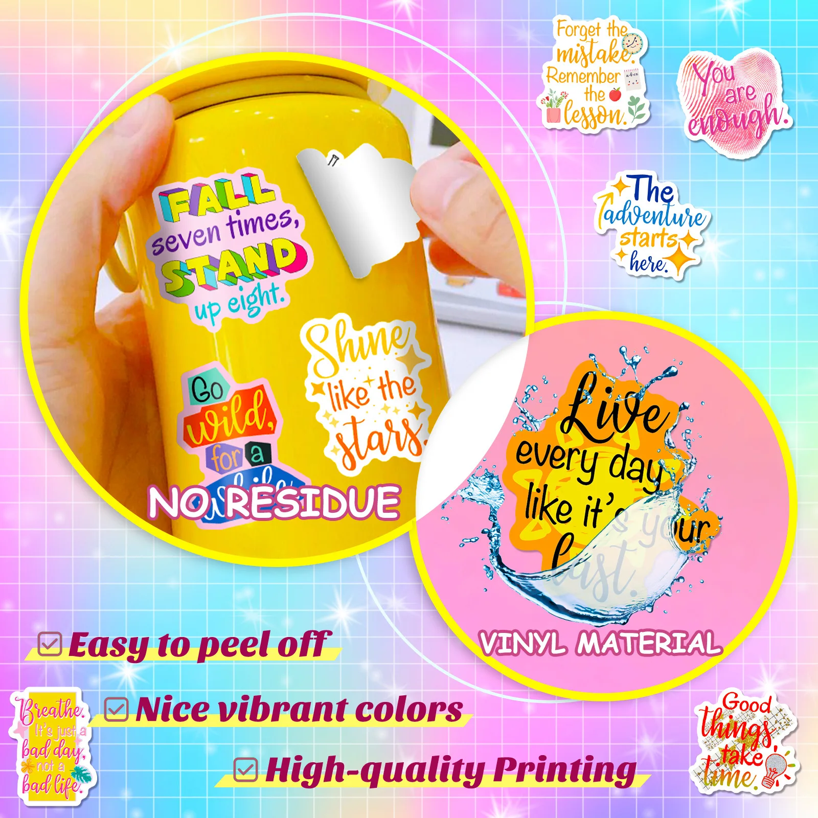 10/25/50pcs Graffiti English Phrase Stickers Quotes for DIY Decor Stationery Suitcase Water Bottle Phone Laptop Scrapbooking