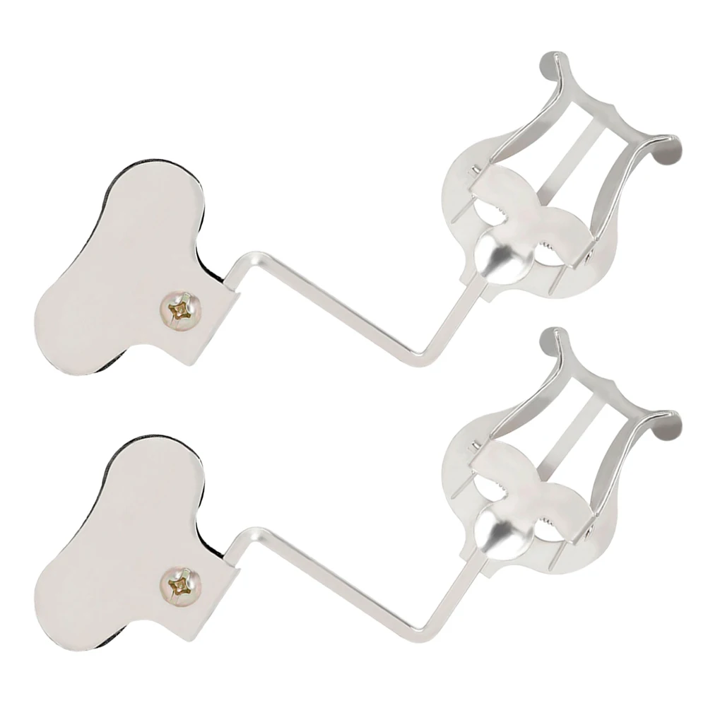 

2 Pcs Music Stand Holder Clip Silver Lyre for Trombone Sheet Adjustable Angle Portable Guitar Score Instrument Accessory Flute