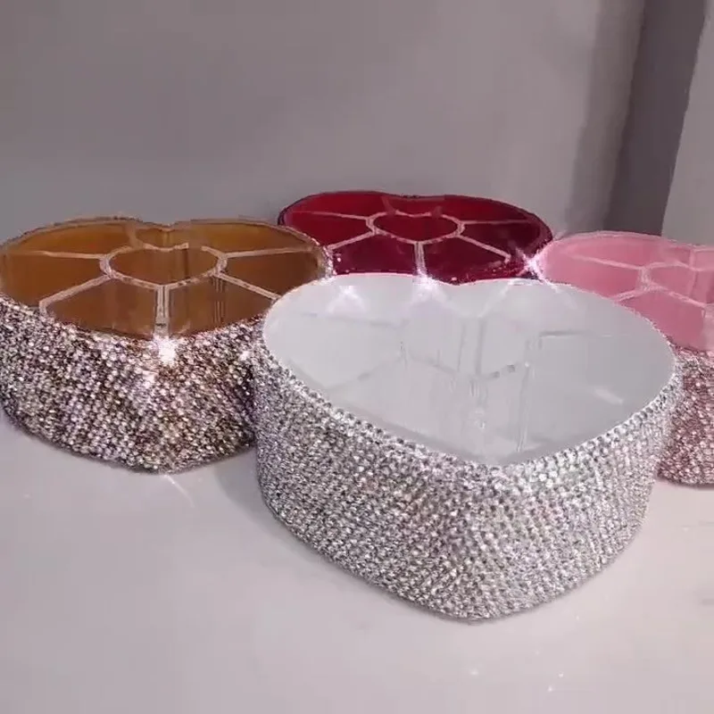 

Высококачественная коробка для хранения косметики с вращающимся ведром для хранения кистей для макияжа большой емкости, инкрустированным бриллиантами