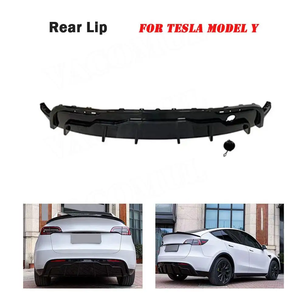 Carbon Fiber Rear Bumper Extension Lip Diffuser Spoiler Car Bodykits for Tesla Model Y 2021+ Rear Diffuser ABS