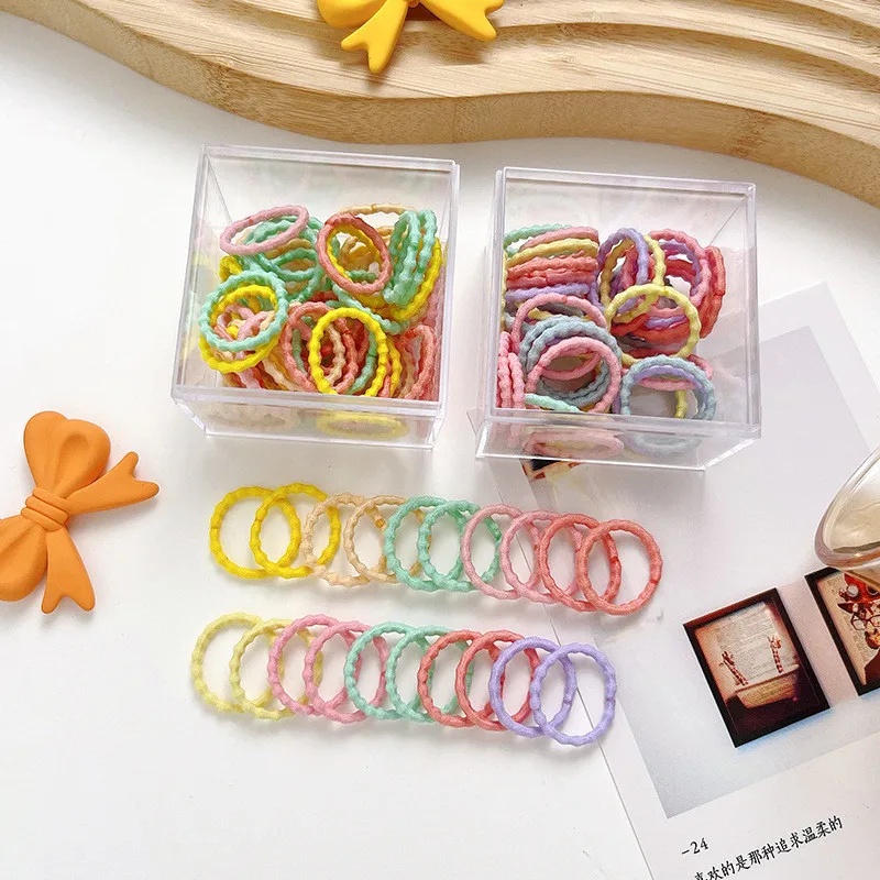 

60Pcs/Lot Small Hair Ties Gum Colorful Nylon Rubber Band Rope Doll Hair Accessories Black Elastic Hair Bands For Baby Girls