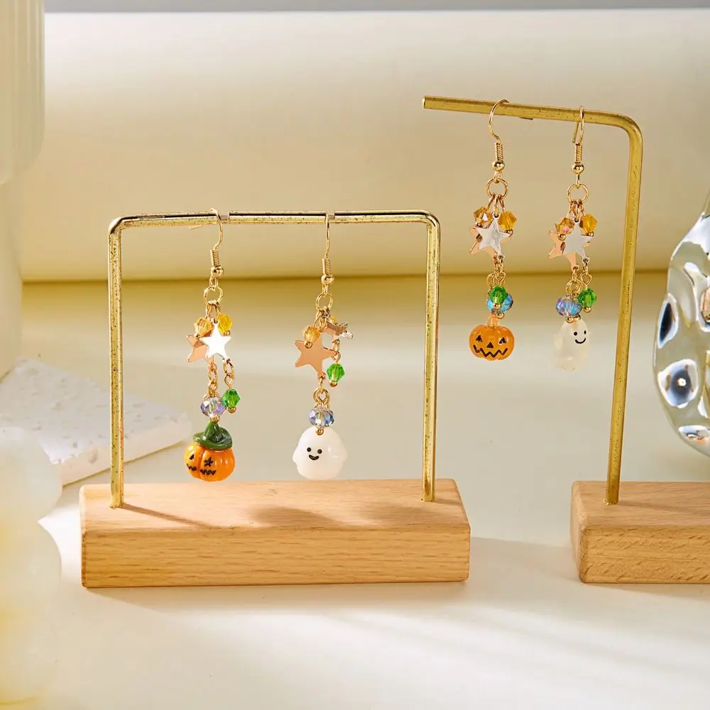 Punk Rhinestone Halloween Earrings Trick or Treat Ghost Pumpkin Ear Studs Pendant Jewelry Spider Dangle Earrings All Saints' Day