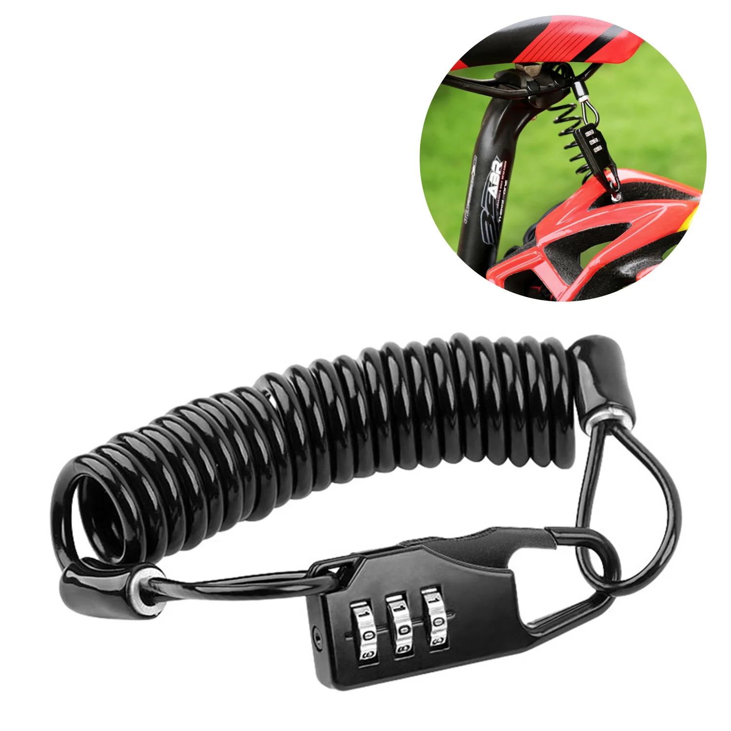 AliExpress NONE Multifunctional Helmet Lock Mountain Bike Wire Lock Safety Lock Bicycle MotorcycleElectric Vehicle Portable Password Cable Lock