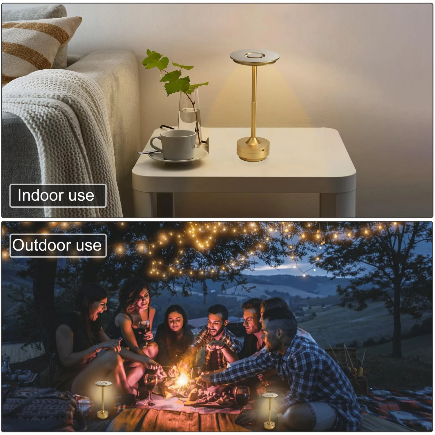 Wiederauf ladbare kabellose Tisch lampe mit Touch-Funktion-stilvolle USB-C Schreibtisch lampe für Schlafzimmer oder Camping-Raum mit Kerze verbessern