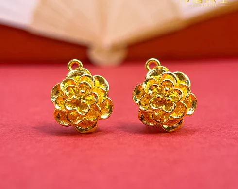 

999 real gold peony pendant 24k pure gold flower pendants for women fine gold jewelry accessories