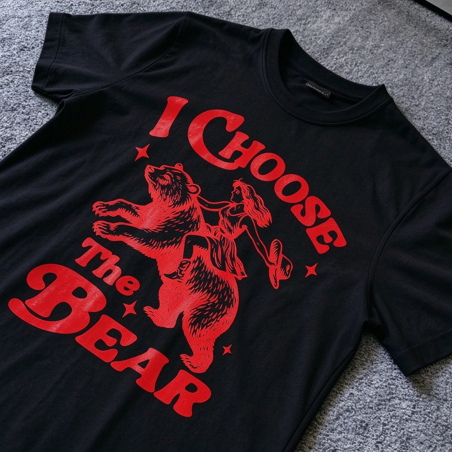 I Choose The Bear Retro T Shirt Unisex Vintage Tee Casual Short Sleeve Streetwear Tops for Men Women Western Wild Art Clothing