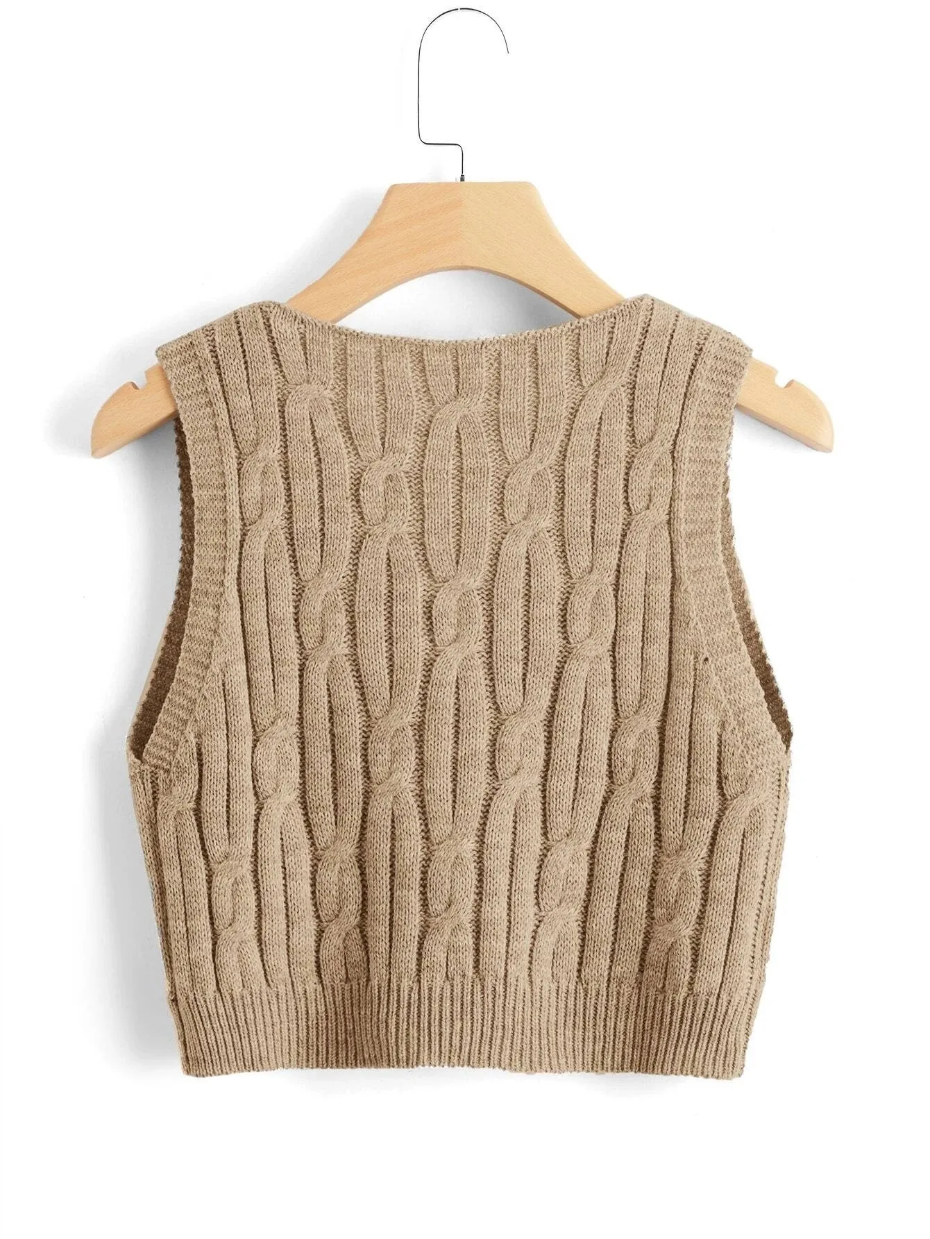 Fried Dough Twists V-Neck Vest Sweater 2022 New Female Korean Version Sleeveless Loose Short Jacket