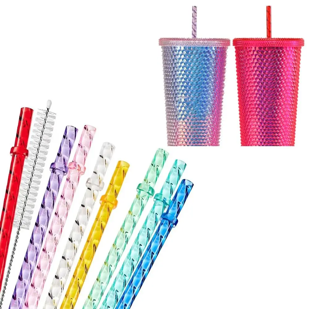 Plastic Drinking Straws 0.8mm Diameter Recycling Straws With Clasps To Prevent Falling Environmental Protection Party Supplies