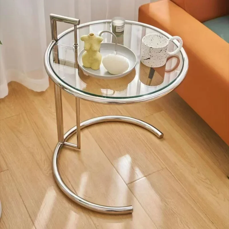 Transparent Metal Coffee Glass Corner End Table Side Modern Living Room Round Small Table Sofa Mesa Centro Home Furniture Desk