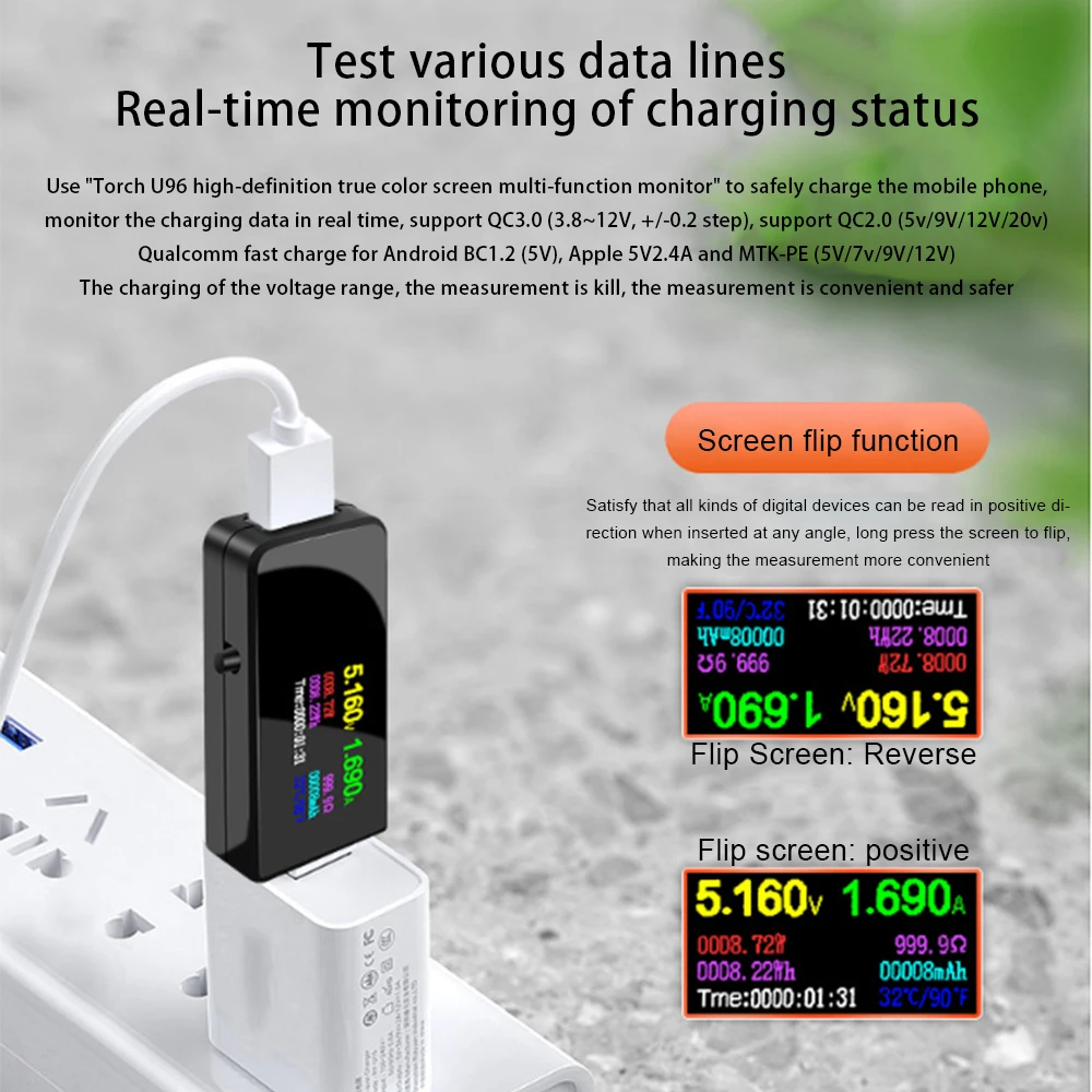 U96P 13 in 1 USB Tester Current Voltage Indicator Electric Ammeter Power Meter Charge DC Digital Multimeter Voltmeter Wattmeter