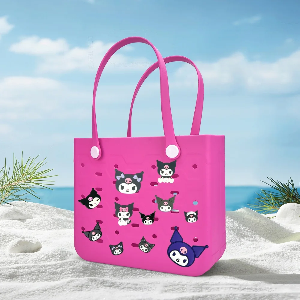 Accesorios de embalaje de playa al aire libre, serie Kuromi de dibujos animados de 11 piezas, DIY se puede combinar con cualquier cosa